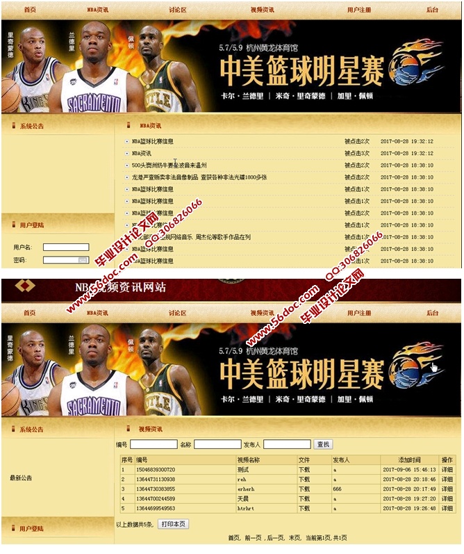 ����PHP��NBA��Ƶ��Ѷ��վ�������ʵ��(MySQL)(��¼��)